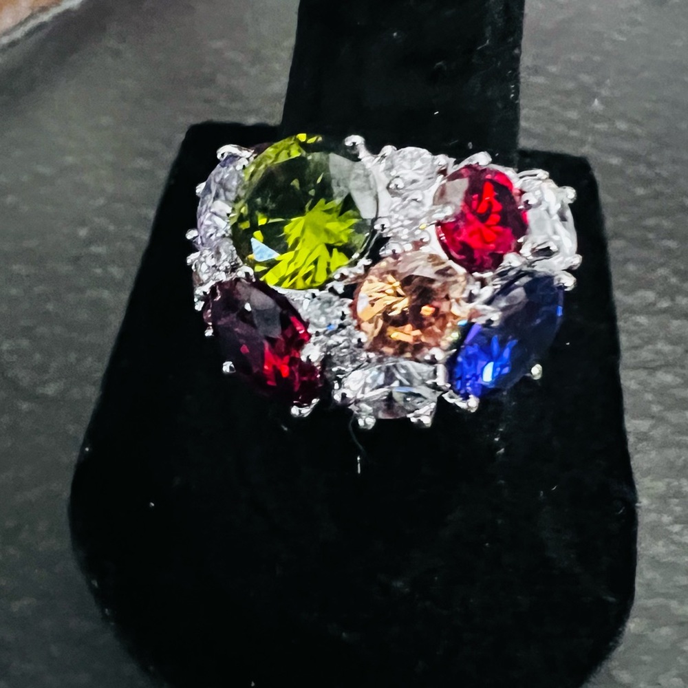Multicolor Gem Cluster Statement Ring - Women's J… - image 5